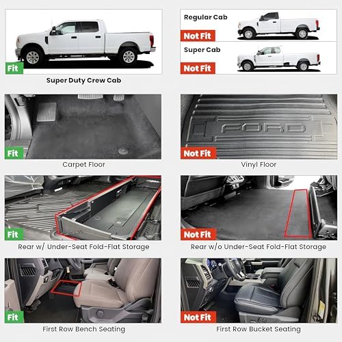 LASFIT Floor Mats for Ford F250/F350 2017-2026 Fit Crew Cab,fit Bench Seats - Image 2