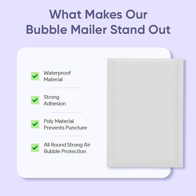 White Small Poly Bubble Mailers 5x10 inch #00 | Self Seal Padded Envelopes | - Image 6