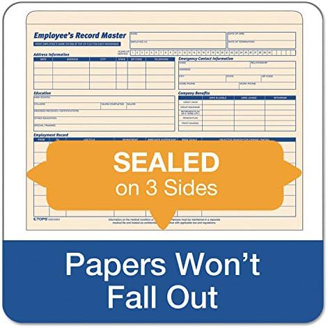 TOPS 3280 Employee Record Master File Jacket, 9 1/2 x 11 3/4, 10 Point Manila (Pack of 20) - Image 5