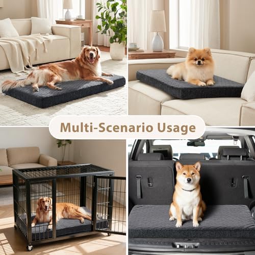 JOEJOY Orthopedic Dog Bed for Extra Large Dogs, Washable Dog Crate Bed Large Sized with Removable Cover, Egg Memory Foam Big Pet Beds, Grey, 47"x29" - Image 6