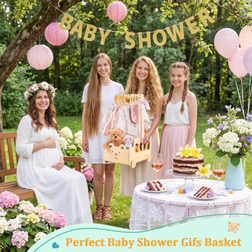 Small Wooden Baby Shower Crate Closet with Wheels and Handle - Image 6