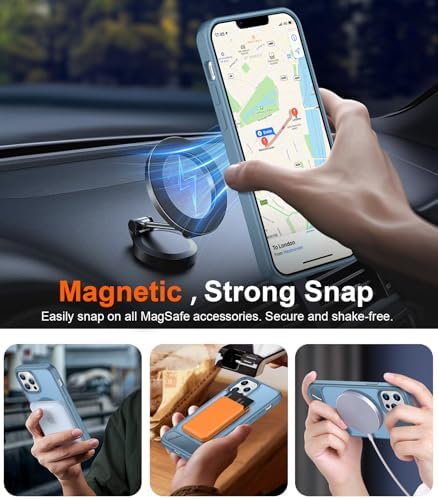 Temdan Magnetic Compatible with iPhone 12 Case & iPhone 12 Pro Case, [Built-in Invisible Kickstand][Compatible with MagSafe][Military Grade Shockproof] Slim Translucent Matte Phone Case 6.1" - Image 5