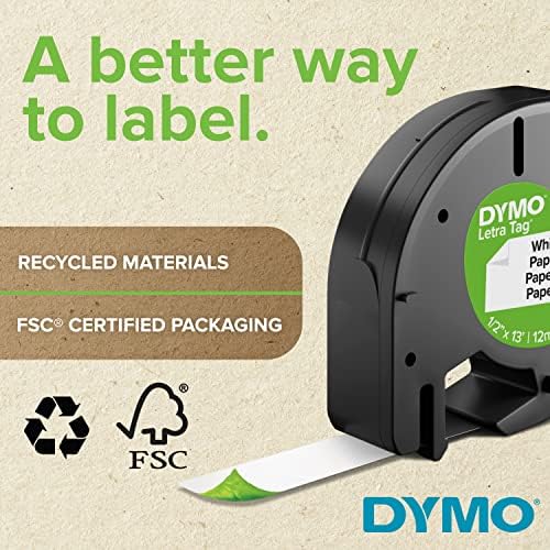 DYMO Authentic LT Plastic Labeling Tape for LetraTag Label Makers, 1/2" (12mm), Black Print on Clear Tape, 6-Pack - Image 2
