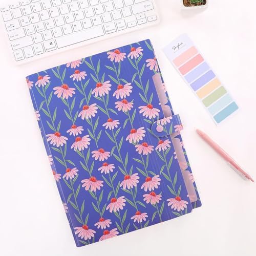 SKYDUE Accordion File Organizer, Floral Expanding File Folders with 5 Pockets, Cute Document Organizer for Paper Storage, School Office & Hospital Supplies Letter/A4 Size Periwinkle Blue - Image 6