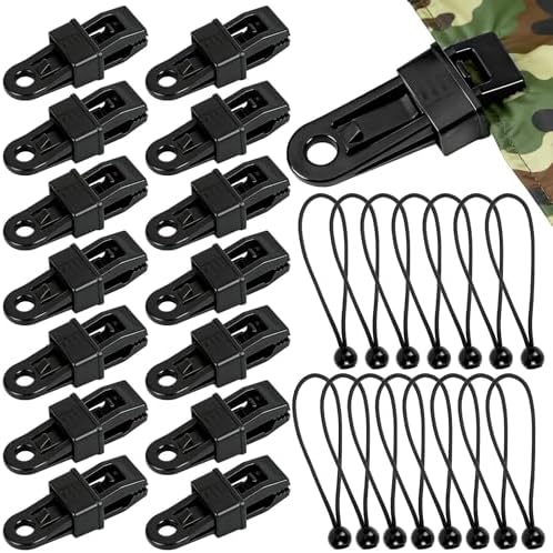 Heavy Duty Tarp Clips & Bungee Cords Set for Camping by SEPGLITTER