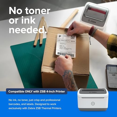 ZEBRA ZSB Series Labels - Potato Starch-Based Printer Label Paper - Recyclable Cartridge for Stickers - Versatile, Cloud-Based Adhesive - Shipping, 4" x 6" - Image 5