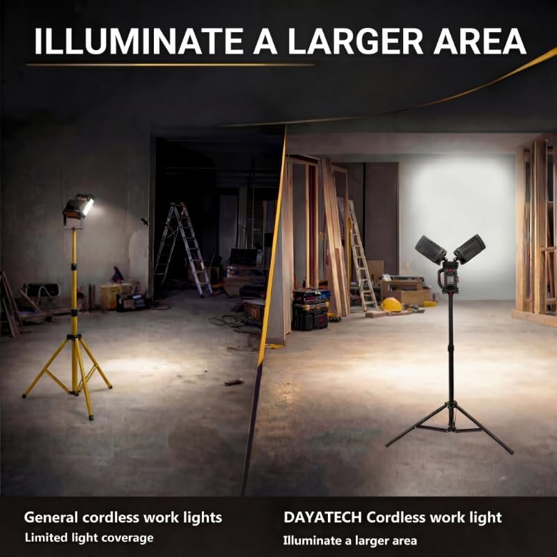 12000LM Cordless/Corded Tripod LED Work Light Fits DEWALT 20V - Image 3