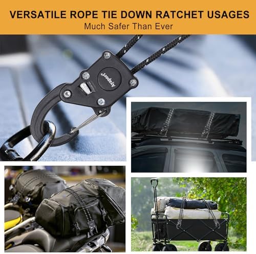 Ayaport Rope Tie Down Ratchet with Carabiner Clip 1/8" x 8', 4pcs - Image 6