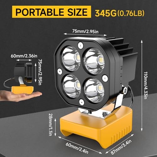 Azocek LED Work Light Compatible with Dewalt 20V Battery 6000LM Flashlight - Image 2