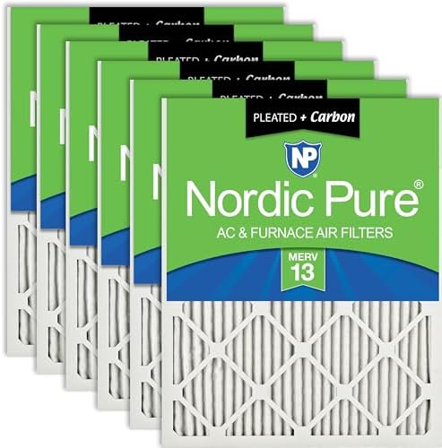 Nordic Pure 18x20x1 Pleated MERV 13 Plus Carbon Air Filters 6 Pack by NordicPure
