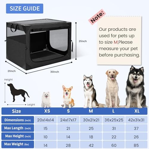 Dog Crate,30x21x21 Inch Large Dog Crate for Large or Medium Dogs, Portable and Foldable Design of Dog Cage, Perfect for Travel or Home Use, Dog Kennel with 3-Door and Durable Mesh Windows, Dark Grey - Image 5