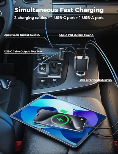 [Upgraded] SUPERONE Retractable Car Charger 4 in 1 Fast Phone Charger - Image 5