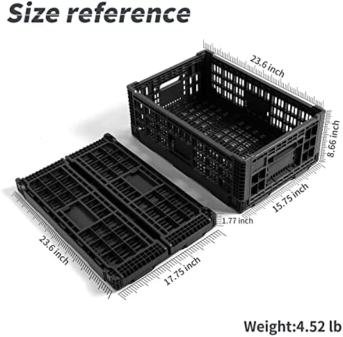 Collapsible Storage Bin Containe，52 Liter Transferheavy duty plastic storage box ,milk crates heavy duty Transit storage of various items black (1) - Image 4