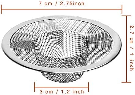2pcs Heavy Duty Stainless Steel Slop Basket Filter Trap, 2.75" Top / 1" Mesh Metal Sink Strainer Shower Drain Hair Catcher for Kitchen Bathroom Bathtub Wash Basin Floor Balcony Drain Hole, Utility - Image 2