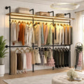 Cyclysio 118.3" Industrial Pipe Clothing Rack with LED Lights and Shelves by Cyclysio