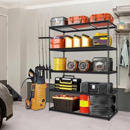 Garage Storage Shelves 5 Tiers, Heavy Duty Storage Shelving Racks with 2500 LBS Capacity, 60 in L x 24 in W x 78 in H Metal Adjustable Utility Shelving Unit for Garage Organization, Basement, Workshop - Image 2