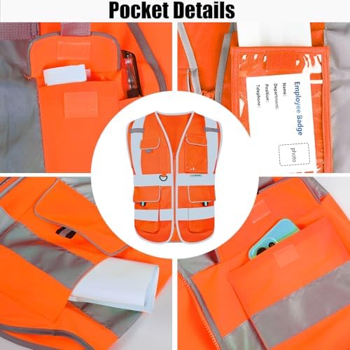 HYCOPROT High Visibility Safety Vest Hi Vis Reflective Construction Vests with Pockets for Men Women,Meets ANSI/ISEA Standard - Image 3
