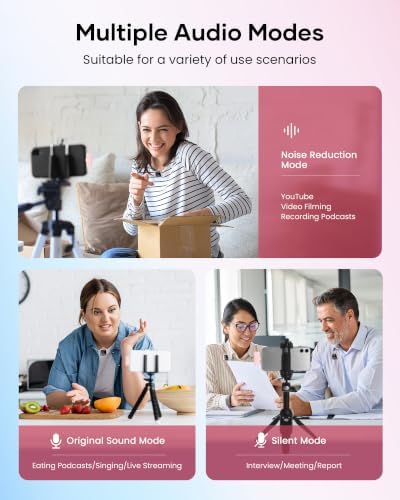 KUKIHO Wireless Lavalier Microphone for iPhone iPad Android with Charging Case 80h Battery Life, Noise Cancellation, 164ft Range Plug-Play Clip On Lapel Mic for YouTube, Video Recording, Vlog (Pink) - Image 3