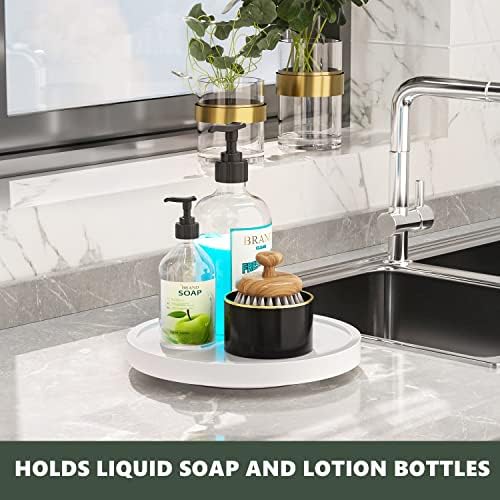 Turntable Vanity Tray, 9 Inch Bamboo Kitchen Sink Countertop Organizer - Image 2