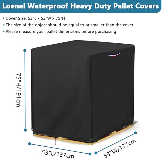 Pallet Cover, Waterproof Heavy Duty Pallet Covers Fits Large Pallets Up to 53" - Image 3
