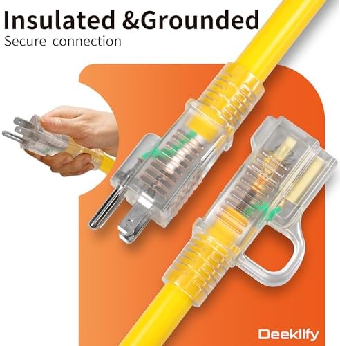 12 Gauge 25 FT Heavy Duty Outdoor Extension Cord Waterproof Yellow - Image 5