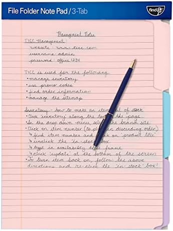 Find It File Folder Notepad, 12-Ct 3rd-Cut Tab Organizer Folders, Pastel by Find+It%C2%AE