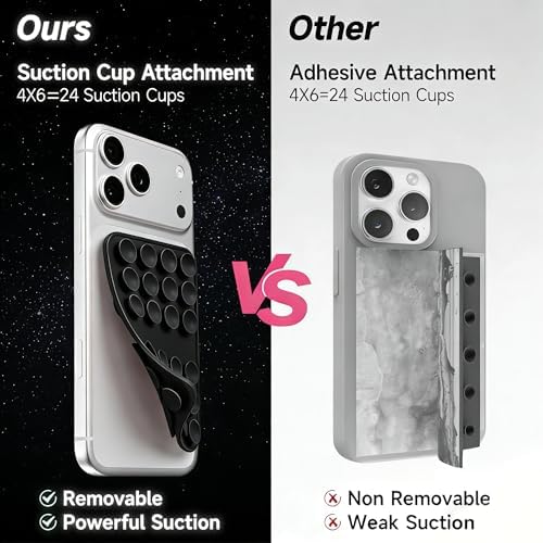 Upgraded Double Sided Silicone Suction Phone Case Detachable Mount, Black - Image 4