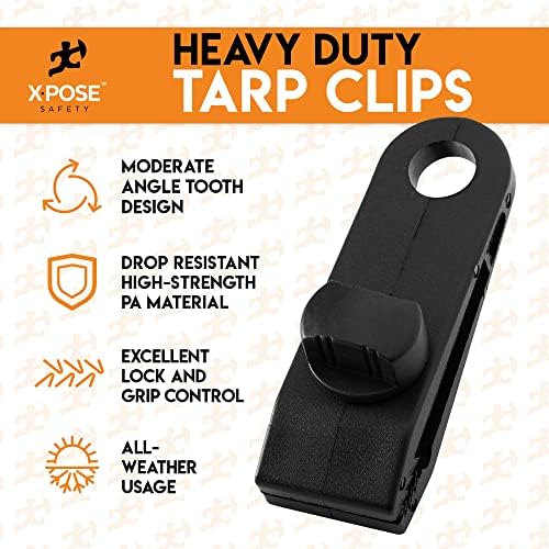 25-Pack Heavy Duty Reusable Tarp Clips & 25-Pack Bungee Ball Cords for Canopy Tents, Awning, Camping, Boat Covers, Car Covers, Pools & Sun Shades by Xpose Safety - Image 4