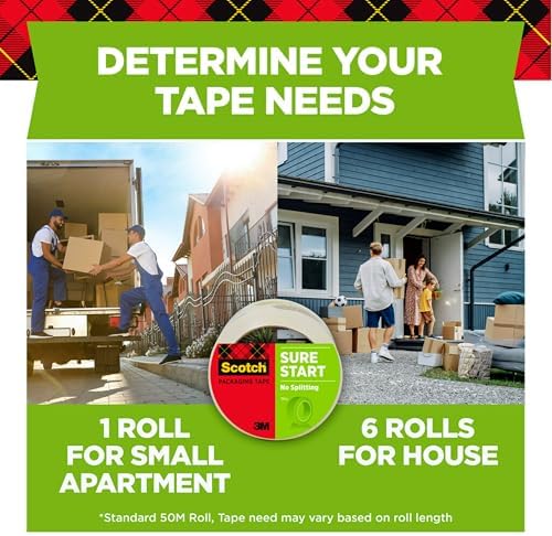 Scotch Sure Start Packing Tape Clear | Quiet Unwind | Easy Start Technology | 1.88 in x 25 yd | 6 Rolls, Pack of 6 - Image 6