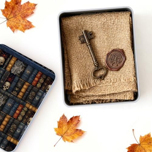 Small Metal Tins Box-4.7" x3.5"x1.6" Rectangular Empty Storage Box With Lid Decorative Organizer Storage Tin Case For Office/Cookie/Candy/Jewelry/Photo/Letter-Skull Bookshelf - Image 4