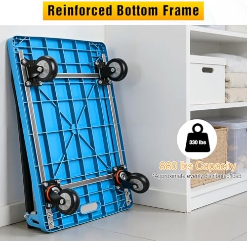 Platform Cart 880 lbs Heavy Duty Push Cart Dolly with 5 Inch TPR Wheels 36 x 24 Inch PP Deck Flatbed Cart Platform Truck for Home Garage Warehouse Use Black - Image 4