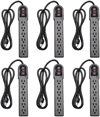 KMC 6-Outlet Surge Protector Power Strip 6 Pack by KMC
