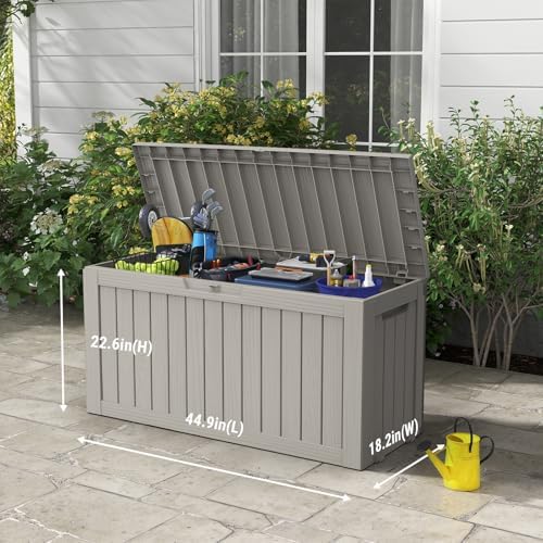 Mars Villa 75 Gallon Outdoor Storage Box, Patio Deck Box Waterproof, Grey - Image 2