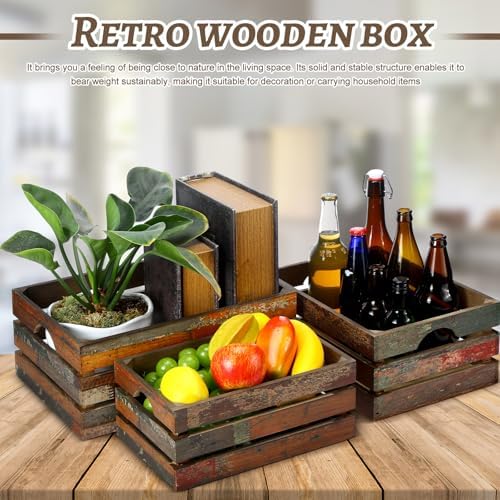 Barydat 5 Pack Wooden Crates for Display Storage, Colored Drawing, Random - Image 3