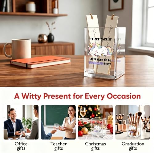 Funny Office Unicorn Lovers Acrylic Cosmetic Pen Pencil Holder Cup, I'll Get Over It I Just Need to Be Dramatic First Cute Pencil Organizer, Emotional Support Gifts for Women Men （A27） - Image 5