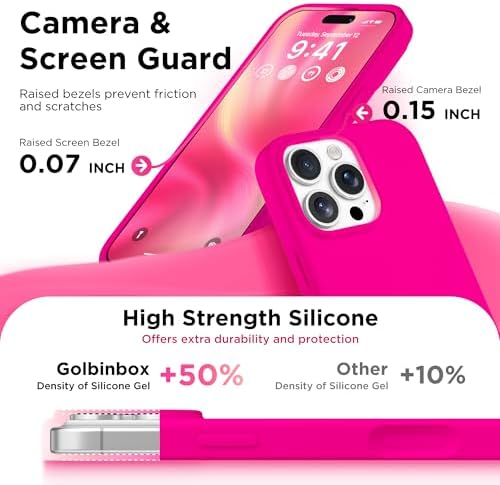 GolbinBox Magnetic for iPhone 16 Pro Max Case, Silicone Cover, Neon Pink - Image 5