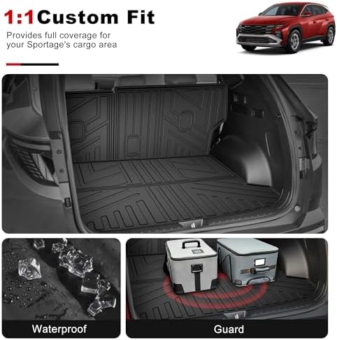 Cargo Mat for 2022-2026 Hyundai Tucson - All Weather Cargo Liner with Backrest Mats TPE Trunk Mat Seatback Protector for 2026 2025 2024 2023 2022 Tucson Accessories Cargo Tray Black - Image 3