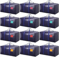 12 Pack Moving Bags with Full-Open Side Zipper, Extra Large 93L Heavy Duty Waterproof Foldable Storage Totes for College Dorm, Moving & Home OrganizationDarkBlue by RMOHRO