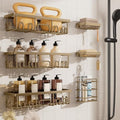 Veken Shower Caddy 6-Pack, No Drilling & Rustproof, Waterproof Adhesive Shelves Rack with Soap Holder, Large Capacity Bathroom Organizers and Storage, Wall-Mounted Kitchen & Home Decor, Matte Gold by Veken