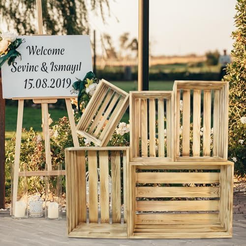 5 Pcs Wooden Crates for Display, Nesting Wood Crate for Storage, 5 Size - Image 2