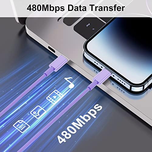 2Pack Purple Fast Charger Cable 10ft [Apple MFi Certified], USB Type C to Lightning Cable 10 Foot for Apple iPhone 14/13/12 Pro XR XS Max X 8 Plus - Image 4
