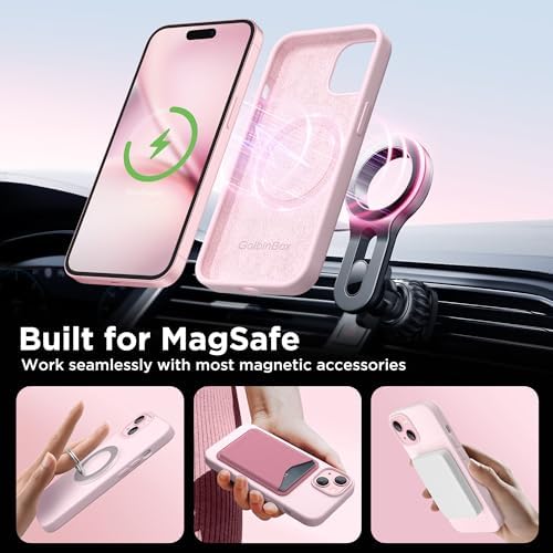 GolbinBox Magnetic for iPhone 15 Case, Silicone Cover, Chalk Pink - Image 3