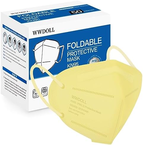 WWDOLL KN95 Face Mask 50 Pack, 5-Layers Breathable KN95 Masks, Yellow by WWDOLL