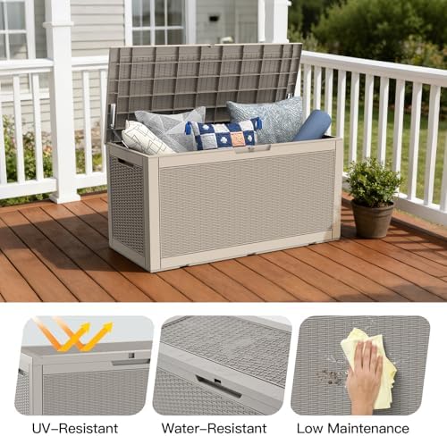 Mars Villa 100 Gallon Outdoor Storage Box, Deck Box Waterproof, Grey - Image 5