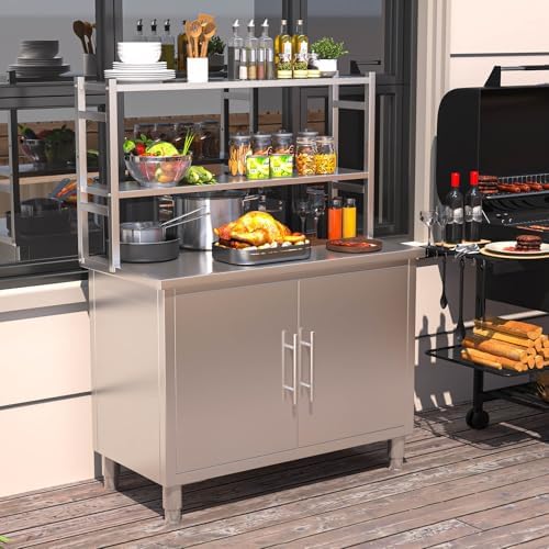 Stainless Steel Table with Cabinet, 40”x20” Kitchen Prep Table - Image 6