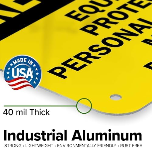 Caution Personal Protective Equipment Required Beyond This Point Bilingual Osha Sign, 10x7 Inches, Rust Free .040 Aluminum, Fade Resistant, Made in USA by My Sign Center - Image 3