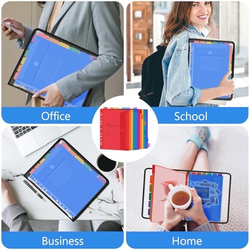 Uquelic Document Organizer, Soft PVC 3 Ring Binder with 12 Pockets - Image 7