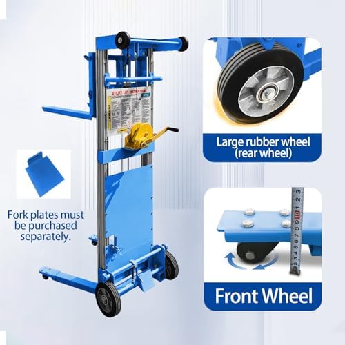 Manual Winch Lift Stacker, Portable Material Handling Platform, Adjustable Cargo Trolley for Warehouse Factory Logistics Loading - Image 3
