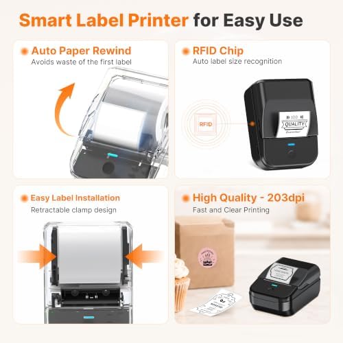 PM240 Label Maker Machine with 3 Tapes, Label Printer Black, Set 2 - Image 3