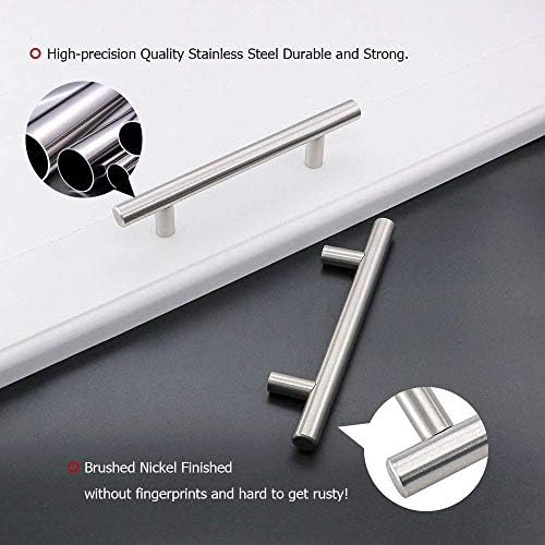 homdiy Brushed Nickel Cabinet Pulls Drawer Handles, 4-1/2in(115mm) Hole Center Dresser Drawer Handles Silver Drawer Pulls for Kitchen, Bedroom, Bathroom, Livingroom - Image 4